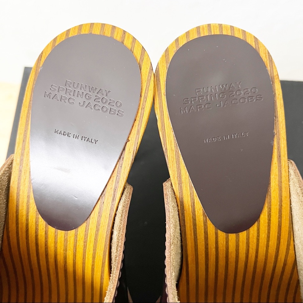 Marc Jacobs Runway Leather Wood Heel Clogs 39 - Picture 7 of 12